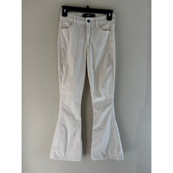Women's Hollister Beige Corduroy High-Rise Flare Pants Size 0 like new - Picture 1 of 6